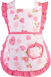 Love Potato Cute Heart Pattern Ruffles Cotton Children Apron Great Gift for Kids Toddler Little Girls