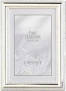 اطار صورة معدني مطلي بالفضة مع خرز رقيق من لورانس فرامز، 5 × 7 انش 510757