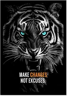 KUBAPIG Motivational Phrases Poster Print Inspiring Words Wall Art Canvas Painting Tiger Lion Leopard Eagle Office Decor Home Decoration (SKU13,8 x12inch=(20 x30 cm),Black Photo Frame)