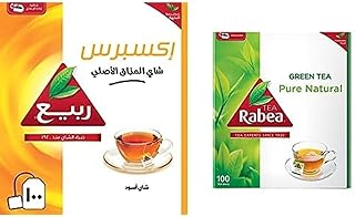 ربيع 100 كيس شاي + شاي اخضر طبيعي ربيع 100 كيس، 180 غرام - عبوة من قطعة واحدة