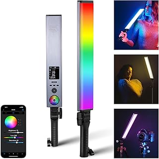 نيوير عصا اضاءة RGB مع تحكم 2.4 جيجا/تطبيق، خلاط نغمات RGB قابل للمس 360 درجة، عصا اضاءة LED محمولة باليد مع 2500-10000 كلفن، CRI/TLCI97+، 18 مشهد، بطارية 7.4 فولت/31 واط في الساعة، BH30S