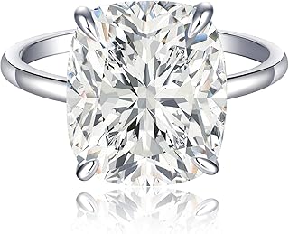 AVECON 3CT/5CT Elongated Cushion Cut Engagement Ring for Women, Promise Wedding Cubic Zirconia White Gold Plated Band Size 5-9