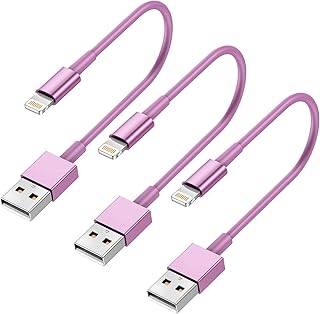 كيبل شحن لايتنينج اصلي مطور بمنفذ USB-A 2022 [عبوة من 3 قطع بطول 1 قدم] معتمد من ابل، لايفون 13/ 12/ 11/ ميني/ برو/ XR/ XS /XS/ ماكس/ X /SE/8 /7/ 6 بلس، وايباد وايبود وايربودز - زهري