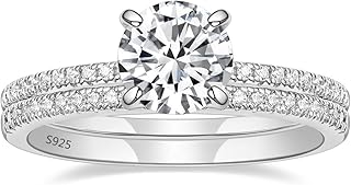 1.25CT 925 Sterling Silver Bridal Ring Sets Round CZ Engagement Rings Promise Rings for her Wedding Bands for Women Size 3-11