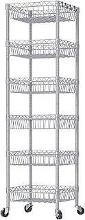 سينجاي وحدة رفوف سلكية من 6 طبقات مع سلال تخزين، رف زاوية قابل للتعديل، عمق 13.4 انش × عرض 13.4 انش × ارتفاع 63 انش، فضي