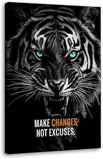 Motivational Phrases Poster Print Inspiring Words Wall Art Canvas Painting Tiger Lion Leopard Eagle Office Decor Home Decoration (SKU13,8 x12inch=(20 x30 cm),Framed)