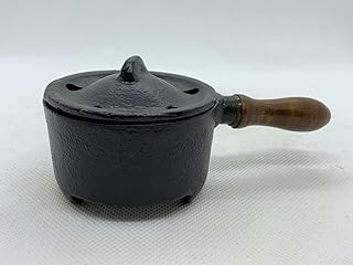 Cast Iron Cauldron with Wooden Handle - Perfect for Burning Herbs