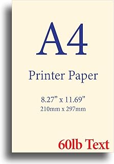 ورق طابعة كريمي طبيعي مقاس A4 - بوند 24 باوند / 60 باوند (90 غرام لكل متر مربع) - 8.3 انش × 11.7 انش - 250 ورقة