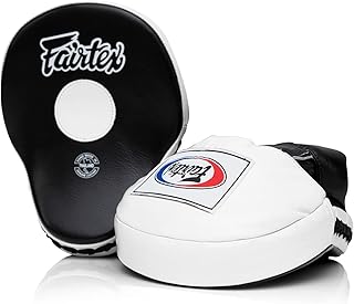 Fairtex FMV9 Contoured Focus Mitts |Striking Accuracy & Protection for Boxing, Muay Thai, Kickboxing |Ergonomic Design, Soft Padding, Secure Fit Leather