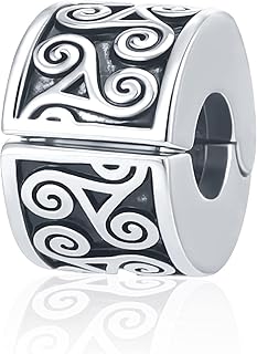 QeenseKc Irish Celtic Kont Flower Clip Lock Spacers Stopper Charm for Pandora Bracelet