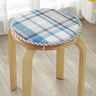 XIAO HUA Round Bar Stool Cushions,Non-Slip Seat Pad with Ties,Cotton Linen Stool Cover Breathable Chair Pad Cushion for Office Student Dining Chairs B 45x45cm(18x18inch)