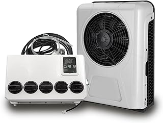 12 Volt dc RV Air Conditioner, Split Energy Electric Truck Cab Air Conditioner Unit for camper Semi Truck AC Unit, EAC1009.12.W, White