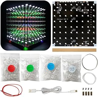 طقم مكعب Hexidos 8x8 LED 8x8 DIY طقم أدوات مشاريع اللحام ، يحتاج المستخدم إلى لحام LED، والمحتوي المعروض يمكن تعديله. (MULTI4)، ورق بلاستيك