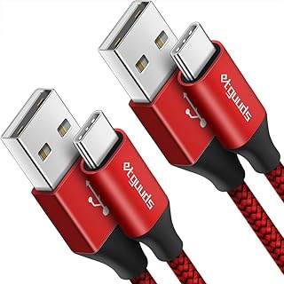 كيبل USB C للشحن السريع 3 امبير، كيبل شحن ايتجوودز USB A الى نوع C متوافق مع سامسونج جالاكسي S20 S10 S9 S8 بلس S10E، نوت 20 10 9 8، A10e A20 A50 A51 A71، موتو G8 G7، مغطى بالنايلون