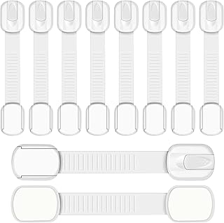 قفل خزانة امان للاطفال من اف اتش ال بيستيو، 10/8 قطع، قفل درج للاطفال، قفل باب ذاتي اللصق لقفل الخزانة بدون ثقب مع لاصق