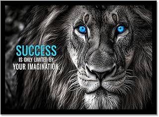 Motivational Phrases Poster Print Inspiring Words Wall Art Canvas Painting Tiger Lion Leopard Eagle Office Decor Home Decoration (SKU22,12 x18inch=(30 x45 cm),Black Photo Frame)