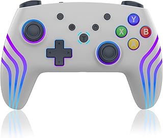 ADHJIE Xbox 360 Controller 2.4GHz RGB LED Light Wireless Controller for Xbox 360/Xbox Slim/Windows 10/8/7 with 3.5mm Audio Headset Jack & 800mAh Rechargeable Built-in Battery Grey