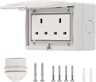 صندوق مقبس مربع مقاوم للماء من زوروس، للاستخدام الخارجي والداخلي، منافذ الطاقة الكهربائية الجدارية، غطاء مفتاح مقاوم للعوامل الجوية IP55، قابس قياسي بريطاني. (1، 2 مقبس شاحب)
