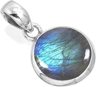 JEWELOPORIUM 925 Sterling Silver Statement Pendant for Women 12 MM Round Gemstone Handmade Jewelry for Gift (99520_P)