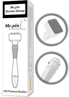 إبر ديرما ستامب الأصلية للعناية بالشعر قابلة للتعديل 140 دبوس - قلم ميكرونيدلينغ احترافي للنساء والرجال - دقيقة من التيتانيوم، ابيض