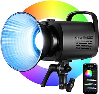 نيوير مصباح فيديو LED CB60 RGB 70 واط مع تحكم عن طريق التطبيق، اضاءة سي او بي كاملة الالوان 18000 لوكس/1 متر CCT 2700-6500 كلفن CRI97+ 17 مشهد للتصوير الفوتوغرافي/تسجيل الفيديو في الاستوديو