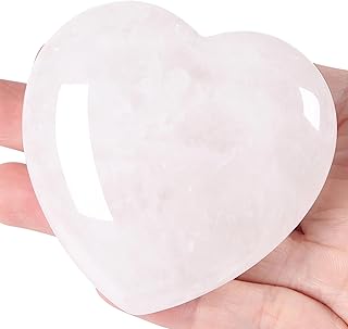 GUJOXILA 60 mm Rock Crystal Heart Made of Stone Large Crystals Gemstones Clear Quartz Hearts Healing Stones Heart Rock Crystal Worry Stone Energy Stones Gift Reiki Decoration Lucky Brings