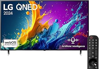 تلفزيون LG ذكي 65QNED80T6B 65 بوصة QNED80T 4 كيه بتقنية الذكاء الاصطناعي ماجيك بخاصية HDR 10 ويب او اس24 2024 أسود