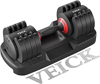 VEICK Adjustable Dumbbell Set, 5 in 1 Free Dumbbell for Men and Women, Black Dumbbell for Home Gym, Full Body Workout Fitness, Fast Adjust by Turning Handle