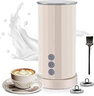 Casimhu 4-in-1 Milk Frother Electric, Milk Frother and Steamer, Hot and Cold Foam Maker and Milk Warmer for Coffee, Lattes, Cappuccino, Macchiatos, White