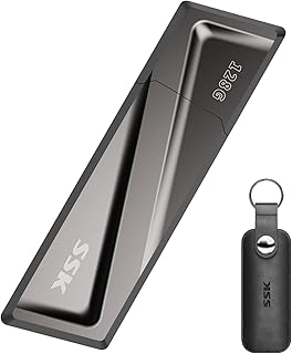 SSK ذاكرة فلاش USB 3.2 ذات حالة ثابتة سعة 128 جيجابايت حتى 550 ميجابايت/ثانية للقراءة والكتابة 500 3.2 الجيل الثاني تخزين قلم + محول USB-C 128.0 GB من اس كيه