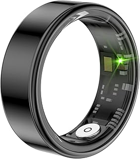 PXOEH Smart Ring Health Monitoring Tracker, Heart Rate Sleep Tracker. Stylish and Comfortable, a Variety of Sports Modes, Waterproof for Long-Term wear. Extra Long Standby 7-8 Days.(Black, 8#)