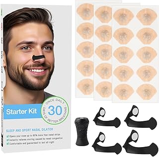 Pack of 30 Breathing Nasal Strips, Magnetic Nose Plasters, Magnetic Anti-Snoring Nose Strips, Safe and Effective Nose Plaster, Better Breathing (30 Pieces)