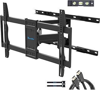 رينتليف حامل تلفزيون يثبت على الحائط للتلفزيون مقاس 37-70 انش، حامل تلفزيون كامل الحركة مع اذرع مفصلية ممتدة قابلة للامالة، حامل تلفزيون دوار مع حد اقصى فيسا 600×400 ملم ويحمل 132 باوند، يناسب مسامير