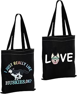 MBMSO Husky Gifts Husky Dog Lover Gifts Siberian Husky Tote Bag Gifts for Husky Owner Dog Mom Reusable Shoulder Shopping Bag