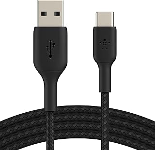 بلكن كيبل USB-C مضفر الى USB-A USB نوع سي لاجهزة سامسونج وبكسل وايباد برو ونينتندو سويتش والمزيد - 2 متر اسود