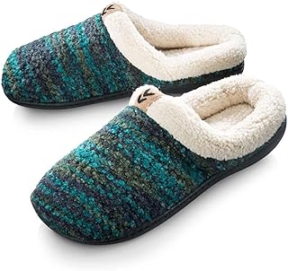 Roxoni Womens Knitted Fleece Lined Clog Slippers Warm House Shoe