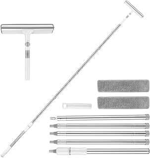 ايجلام ممسحة نوافذ تلسكوبية 99 انش مع راس دوار، 2 قطعة قماش مايكروفايبر قابلة للاستبدال، ادوات تنظيف زجاج متعددة الاغراض للنوافذ الداخلية والخارجية العالية