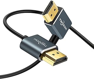 توزوه كيبل HDMI الى HDMI مرن بزاوية يسار 90 درجة 6.6 قدم، سلك HDMI رفيع للغاية يدعم 3D/4K @60Hz