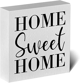 ENGVZ Home Sweet Home Artwork Wood Box Sign Rustic Farmhouse Style Wood Block Plaque 5 X 5 Inches Home Living Room Desk Sign Decor for Presents