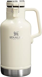 Stanley Classic Easy-Pour Insulated Growler Keeps Beer Cold & Carbonated made with Stainless Steel Interior, Durable Exterior Coating & Leak-Proof Lid, Easy to Carry Handle, 64 Oz, Cream Gloss