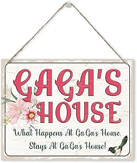 BQIBGD Gaga's House Sign, Gifts for Gaga, Gaga Sign Gift, Gaga's Place, Gaga Gifts, Gaga Sign, Hanging Wood Signs Decor, Rustic Home Sign Decor, Vintage Sign Gift for Grandma