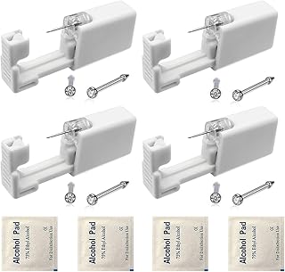 SLVIEKAE 4 Pack Nose Piercing Kit, Disposable Safe Sterile Piercing Gun, Self Nose Piercing Unit For, Nose Stud Piercing Kit Tool