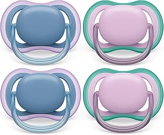 Philips AVENT Ultra Air Pacifier 6-18 m, Blue Hush/Lush Lilac, 4 Pack SCF085/54