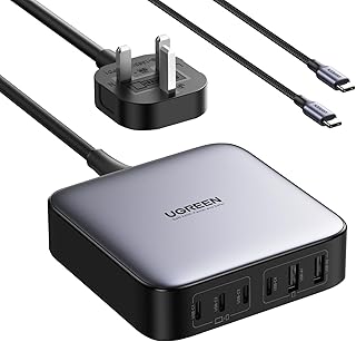 يوجرين قاعدة شحن USB C 200 واط متعددة الوظائف 6 في 1 من نيكسود شاحن سريع قابس حائط لماك بوك برو اير ستيم ديك هواوي P60 ايفون ايباد جالكسي S23 الترا الخ