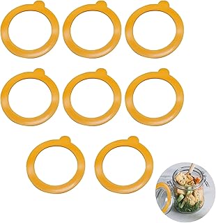 8 Pcs Jar Seals,Silicone Jar Gaskets Seals Replacement,Silicone Sealing Gaskets Rings Leakproof Replacement Rubber Seals,Rubber Airtight Seal Rings Gasket for Mason Storage Jars Glass (Orange)