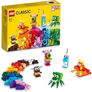 مجموعة الوحوش المبتكرة 11017 من LEGO Classic؛ 5 وحوش من ألعاب البناء الصغيرة في مجموعة لعب واحدة للأطفال الذين تبلغ أعمارهم 4 سنوات أو أكثر (140 قطعة)