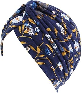 Women's Chemotherapy Floral Pattern Cotton Turban Headwear Headwrap Sleep Cap Bandana for Hair Loss