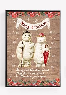 لصق صورة مطبوع بعبارة Merry Christmas mr mrs Snowman هدية A4 بدون إطار لتزيين الحائط وديكور المنزل من جي اف سي