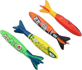 Nurnesy 4 Pieces Pool Toys Mine Shape Diving Toys Diving Fun Diving Launch Torpedo Shark for Swimming Training