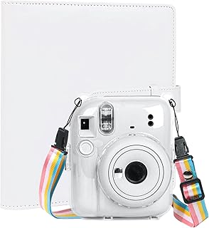 Mini Photo Album with 256 Pockets, Compatible with Fujifilm Instax Mini Instant Film + Instant Camera Case, Compatible with Instax Mini 11 (White)